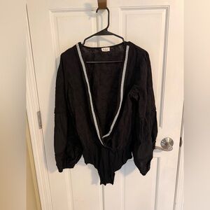 POL Black Blouse/Bodysuit with Silver Accents